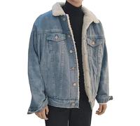 Men's Sherpa Fleece Lined Denim Jacket Warm Winter Trucker Jacket Casual Button Down Jean Coat Outerwear