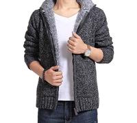 Men's Sherpa Lined Thick Cardigan Sweater Heavyweight Fleece Hoodies Knitwear Jackets Winter Warm Cable Knitted Coat (Dark Grey 2,M)