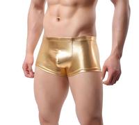 Men's Shiny Boxer Shorts, Elastic Liquid Metallic Boxer Briefs, Low Waist Men's Sexy Boxer, Sparkly Sexy Hot Short Pants for Clubwear, Sexy Underpants Trunks for Dancewear Nightclub Rave Party