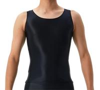 Men's Shiny Crop Tops Smooth Glossy Sleeveless Round Neck Sheer Seamless