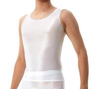 Men's Shiny Crop Tops, Smooth Glossy Sleeveless Stretchy Tank Vest, Slim Solid See Through Muscle Top Streetwear, Round Neck Sheer Seamless Disco Shirt Blouse for Festival Rave Dance Clubwear