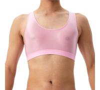 Mens Shiny Glossy Tops, Sexy Sleeveless Slim Fit Vest Y Back Silky Sheer Workout Tank Top, Smooth Solid See Through Muscle Shirt, Round Neck Seamless Disco Camis for Festival Rave Dance Clubwear