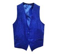 Men's Shiny Sequin Vest Glitter V-Neck Suit Vest Carnival Suit Festive Costume Fancy Dress Outfit Rave Parties Disco Carnival Theme Party Costume Gold Silver Gilet, O Blue, XL