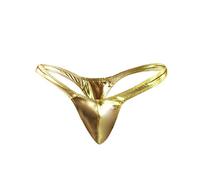 Men's Shiny Thong Underwear, Liquid Metallic Low Rise T-Back Thong, Sexy Bulge Pouch G String Thong Jockstrap, Sparkly Men's Under Panties for Clubwear, Seamless Bikini Briefs Underwear Yellow