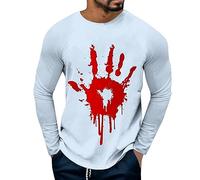 Men's Shirt Business Men's Halloween Print T-Shirt Long Sleeve Crew Neck Top T-Shirt Men's Top Pack, sky blue, 5XL