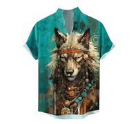 Men's Shirt Button Down Short Sleeve Shirts Fashion 3D Printed Japanese Samurai Animal Pattern Stand Collar Shirt Summer Casual Tops Outdoor Street Blouse