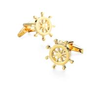 Men's Shirt Cufflinks Copper Material Golf Chess Ship Rudder Anchor Playing Card Design Cuffbutton For Wedding, Banquet, Ceremony(Color 10)