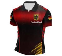 Mens Shirt,Long Sleeve Polo Shirt,Product Men’s Shirts European And World War II German Printed Casual Loose Business Lapel Short Sleeved Shirt Product (Red, S)