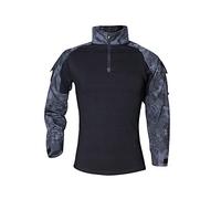 Mens Shirt Long Sleeve Tactical Military Shirt Outdoor Combat Shirt (Police Black Python Pattern, UK L(fit Chest:38"-41"))