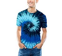 Mens Shirt Men's Tie Dye Digital Print 3D Short Sleeve T-Shirt for Casual Summer Outfits with Breathable Fabric Modern Design, O, 4XL