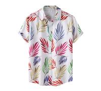 Men's Shirt Plus Size Chemises for Hommes Chemises pour Hommes Chemises Boutonnées à Manches Courtes Chemises de Plage d'été Tropicales Chemises décontractées Men's Shirt Trekking, White, XXL