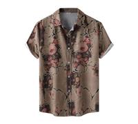 Men's Shirt Plus Size Chemises for Hommes Chemises pour Hommes Chemises Boutonnées à Manches Courtes Chemises de Plage d'été Tropicales Chemises décontractées Men's Shirt Trekking, brown, XXL