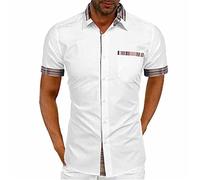 Men's Shirt Short Sleeve Summer T-Shirt Beach Shirt Men Casual Shirt Short Sleeve Shirt Boys Summer Shirt Basic Shirt Leisure Business Modern A-White XXL