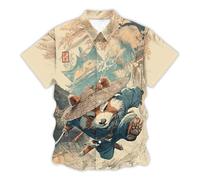 Men's Shirt with Funny Smiley Pattern Hawaiian Shirt Casual Clothing Holiday T-Shirt Shark T-Shirt Skull Print Lightweight Collar Tee for Men Halloween, beige, 3XL