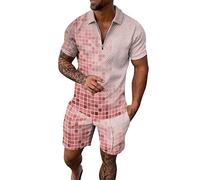 Mens Shirts and Shorts Combo Full Zip Sports Jogging Suits Sets Athletic Running 2 Piece Sweatsuits with Zip Pockets Track Suit Muscle Suits Sales Clearance Pink