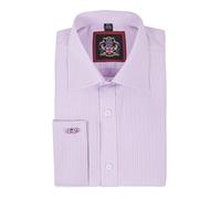 Mens Shirts, Business Formal Dress Office Wedding. Single or Double Cuff. Janeo British Apparel The Canterbury Self Stripe Shirt - Pink, Double Cuff, 15.5in