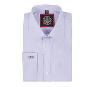 Mens Shirts, Business Formal Dress Office Wedding. Single or Double Cuff. Janeo British Apparel The Canterbury Self Stripe Shirt - Lavender, Double Cuff, 15.5in