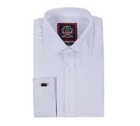 Mens Shirts, Business Formal Dress Office Wedding. Single or Double Cuff. Janeo British Apparel The Canterbury Self Stripe Shirt - White, Double Cuff, 20in