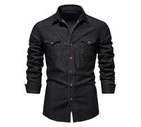 Men's Shirts Denim Jacket Vintage Jean Jacket with Pockets Motorcycle Denim Distressed Button Long Sleeve Lapel Shirts Summer Button Down Shirt Casual Fashion Shirt Jackets