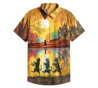 Mens Shirts Large Tall 3D Halloween Printed Casual Short Sleeve O Neck T Shirts Spandex Halloween Party Gift Shirts for Men Beige