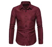 Mens Shirts Long Sleeve Business Mens Fancy Shirts Long Sleeve Printed Dress Shirt Regular Fit Button Down Shirt With Dot Printing Slim Fit Work Tops Classic Formal Tops Smart Casual Top