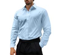 Men's Shirts Long Sleeve Button Down Lapel Blouse Smart Formal Work Office Business Tops Regular Fit Dressy Tee Summer Casual Loose Shirt with Pockets Wrinkle Free Wedding Holiday Travel Uk