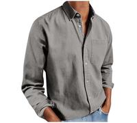Men's Shirts Long Sleeve Button Down Tops Lapel Regular Fit Tee with Pockets Smart Lightweight Summer Casual Blouses Solid Color Work Office Business Wrinkle Free Holiday Beach Travel UK Size 8-20