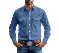 Mens Shirts Long Sleeve Cotton T-Shirts Vintage Button Down Tops with Pockets Casual Slim Regular Fit Summer Tee Stretch Wrinkle Free Formal Dress Shirt Pullover Wedding Work Office Business