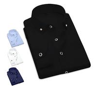 Mens Shirts Long Sleeve Slim FIT Premium Quality Fabric, Ideal Shirts for Men Adult Casual, Wedding or Business Wear, Comfortable Fit, Variety of Colours (XXL, Black)