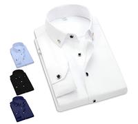 Mens Shirts Long Sleeve Slim FIT Premium Quality Fabric, Ideal Shirts for Men Adult Casual, Wedding or Business Wear, Comfortable Fit, Variety of Colours (S, White)