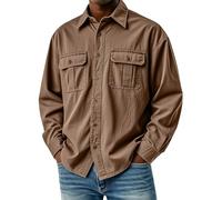 Mens Shirts Long Sleeve Work Shirt Button Down Cargo Jacket Solid Color Tactical Shirts Hard-Wearing Casual Shirt Classic Work Jackets Loose Fit Overshirt Lightweight Overshirts with Pockets