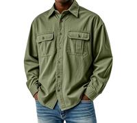 Mens Shirts Long Sleeve Work Shirt Button Down Cargo Jacket Solid Color Tactical Shirts Hard-Wearing Casual Shirt Classic Work Jackets Loose Fit Overshirt Lightweight Overshirts with Pockets