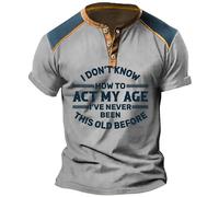 Mens Shirts Nightshirt Roll Neck Tops For Men Crew Lettter Print Summer T Short Sleeve Basic Holiday Shirt Funny Papa T-Shirt (Dark Gray, M)