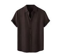 Mens Shirts Plain White T Shirt Sleeveless Men for Suits Linen Black Short Sleeve Funny (Coffee, M)
