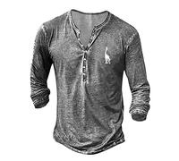 Mens Shirts Sale Clearance Cheap Mens Short/Long Sleeve Henley T-Shirts, Lightweight Henley Tops for Gym, Running & Casual Outings Mens Sweatshirts No Hood Bottoming Shirts Tops Grey