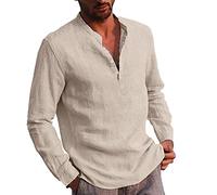 Men's Shirts Sale Clearance Cheap Mens Short Sleeve Shirts Casual Cotton Henley Striped Shirt Summer Hippie Beach T Shirts Tops Regular Fit Loose Sweatshirts UK Size Trendy Fall Tops Khaki