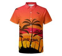 Men's Shirts Short Sleeve Button Down Shirt Floral Pattern Breathable Lightweight Summer Fabric Comfortable Cut Stylish Beach Outdoor Shirt for Warm Days, orange, 3XL