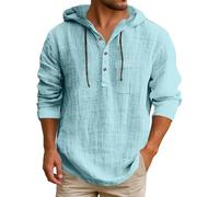 Mens Shirts Short Sleeve Cotton Linen Shirt Button Down Hooded Tshirt Hoodie Top for Beach Holiday Lightweight Thin Button Down Beach Shirt Tops