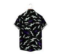 Mens Shirts Short Sleeve, Fashion Creative Creative Lightning Pattern Men'S Short Sleeve Beach Shirt Plus Size Button Down Summer Casual Shirts Tropical Print Quick Dry Holiday Party Aloha Shirt