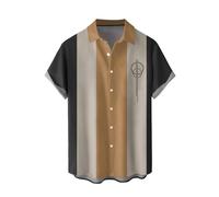 Mens Shirts Short Sleeve, Mens Shirts Short Sleeved Shirts Summer Striped Casual Shirt Button Down Hawaiian Shirt for Beach Holiday Regular Fit Traditional Pattern Print Family Cruise Shirts Basic