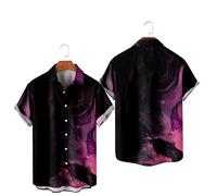 Mens Shirts Short Sleeve, Purple Abstract Marble Quicksand Men'S Short Sleeve Beach Shirt Plus Size Button Down Summer Casual Shirts Tropical Print Quick Dry Holiday Party Aloha Shirt