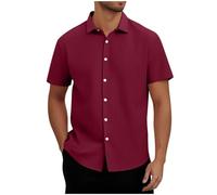 Men's Shirts Short Sleeve Sale Clearance, Casual Button Down Breathable Tops Lapel Collar Solid Color Shirt Summer Beach Hawaiian Vacation Classic Tee Business Work Formal Blouses Plus Size S-XXL