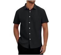 Men's Shirts Short Sleeve Sale Clearance, Casual Button Down Breathable Tops Lapel Collar Solid Color Shirt Summer Beach Hawaiian Vacation Classic Tee Business Work Formal Blouses Plus Size S-XXL