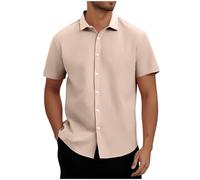 Men's Shirts Short Sleeve Sale Clearance, Casual Button Down Breathable Tops Lapel Collar Solid Color Shirt Summer Beach Hawaiian Vacation Classic Tee Business Work Formal Blouses Plus Size S-XXL