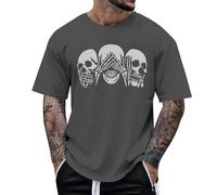 Mens Shirts Tops T Shirt Blouse Bones Watch and Hear | Printed Novelty Halloween Jackets for Men and Women T Shirts for Adults Layering Tee Long Sleeve Men (Grey, M)