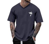 Mens Shirts Vintage Short Sleeve Muscle Gym Summer Plain Shirt Casual Classic Breathable Lightweight Regular-Fit Work Casual Smart Tops t Shirt Mens Activewear Shirts Tees (Dark Blue,XL)
