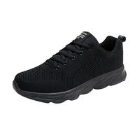 Mens Shock Absorbing Trainers Air Mens Breathable Running Shoes Arch Support Gym Trainers Lightweight Walking Shoes Outdoor Exercise Sneakers Comfortable Fitness Sneakers Casual Workout Shoe Black