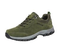Men's Shoes Fashion Summer and Autumn Men Hiking Shoes Solid Color Lace Up Flat Bottom Comfortable Non Slip Outdoor Army Green