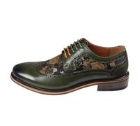 Men's Shoes Floral Print Leather Oxford Brogue Lace Up Formal Dress Shoe - Green 9