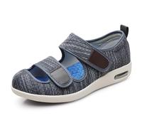 Mens Shoes for Swollen Feet, Fully Adjustable Closures Wide Width Slippers Orthopedic Shoes, Edema Widening Walking Shoes for Foot Pain Relief Memory Foam Knit Mesh,40.5